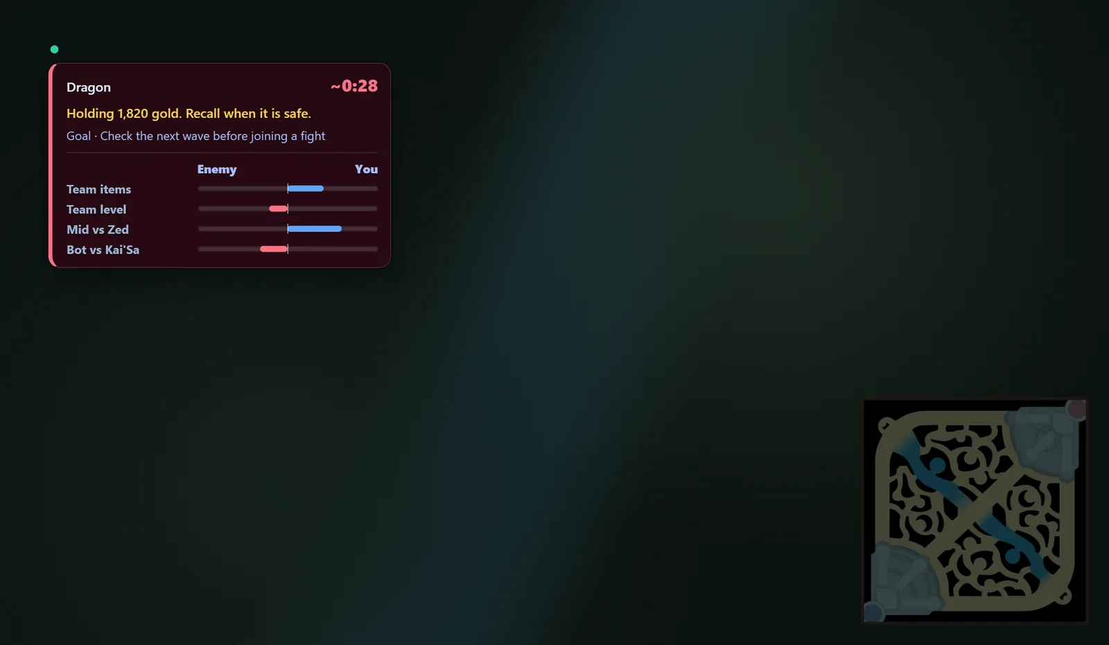 The same overlay card over a dark jungle area.